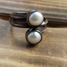 Dvě perly - prstýnek měděný