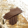 Pánské hnědé kožené rukavice s vlněnou podšívkou 