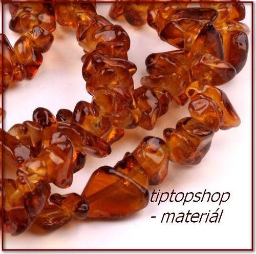 Skleněné zlomky vrtané, Tmavý jantar (cca100ks )