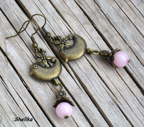 Náušnice ptáčkové s jadeitem