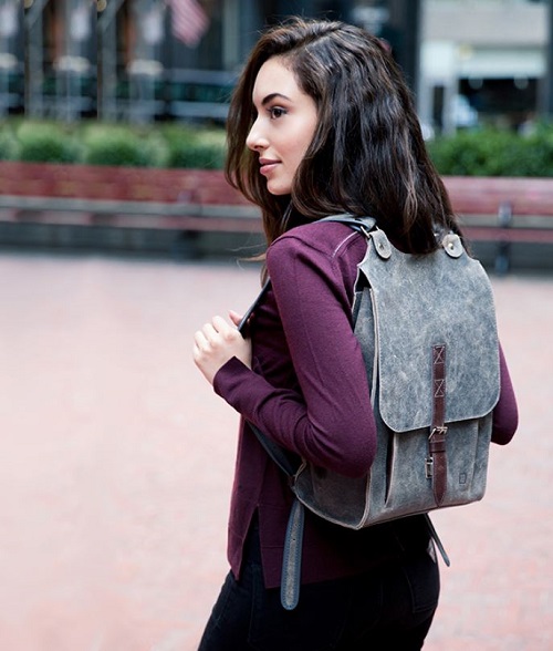 Kožený batoh šedý