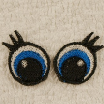 Vyšívané oči modré s řasami 2cm 1 pár