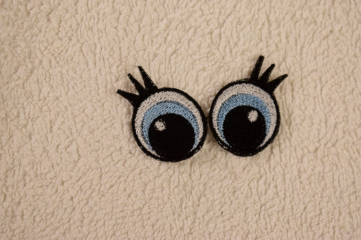 Vyšívané oči sv. modré s řasami 3 cm 1 pár