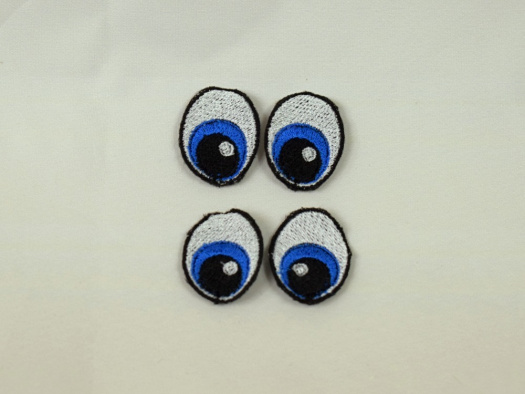 Vyšívané oči modré s jiskrou 3x2,4 cm 1 pár
