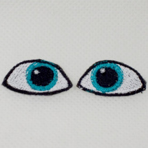 Vyšívané oči na panenky tyrkysové 3x1,7cm  1 pár
