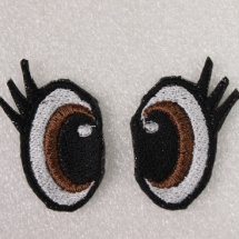 Vyšívané oči hnědé s řasami 4x2,5cm 1 pár