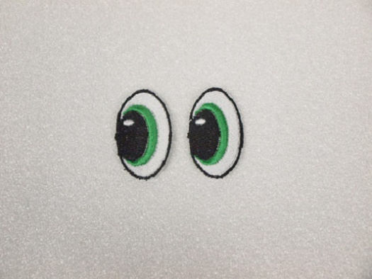 Vyšívané oči ovál zelené 4cm 1 pár