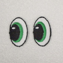 Vyšívané oči ovál zelené 4cm 1 pár