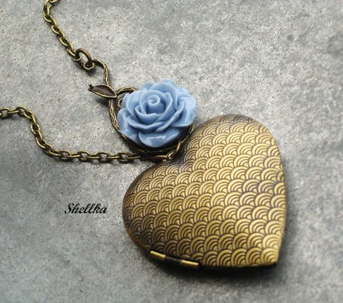 Náhrdelník srdíčko s růží 7