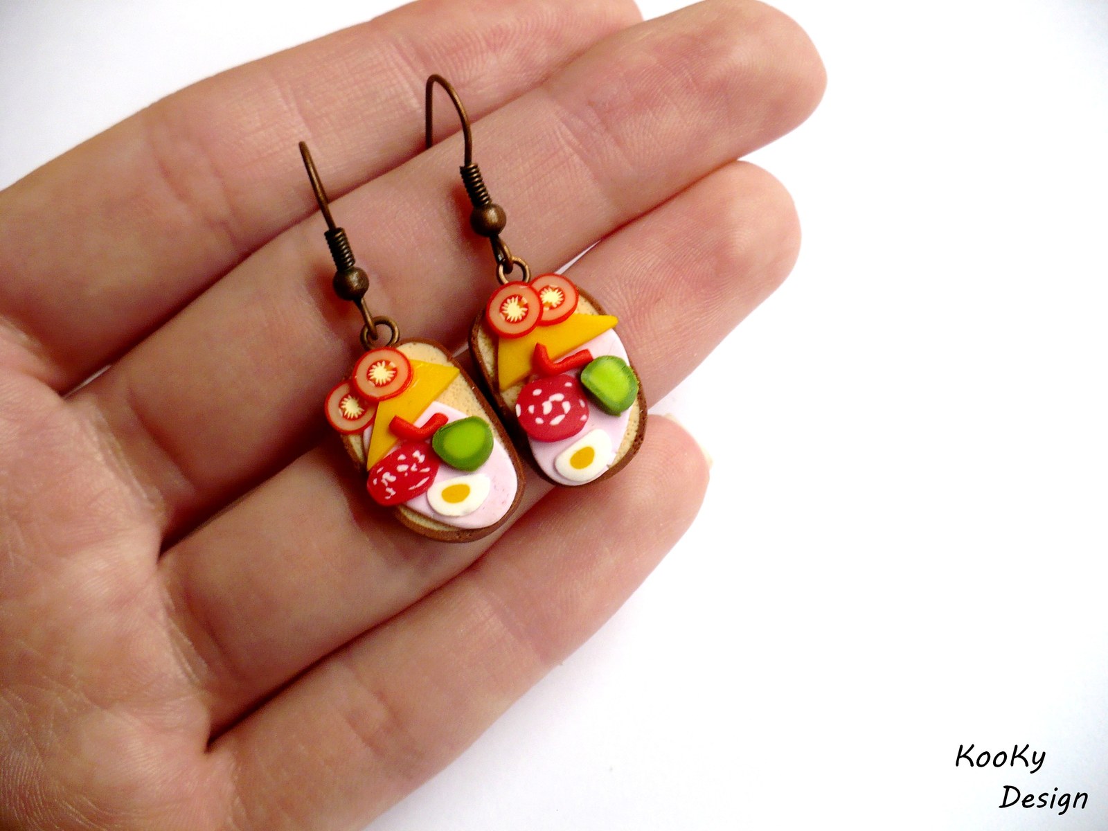 Visací náušnice - obložený chlebíček