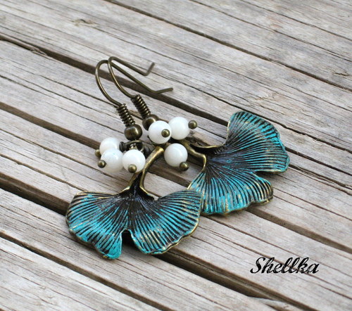 Náušnice s listy ginka 2