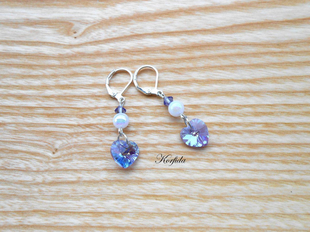 Náušnice - Swarovski srdíčka (1259/15)