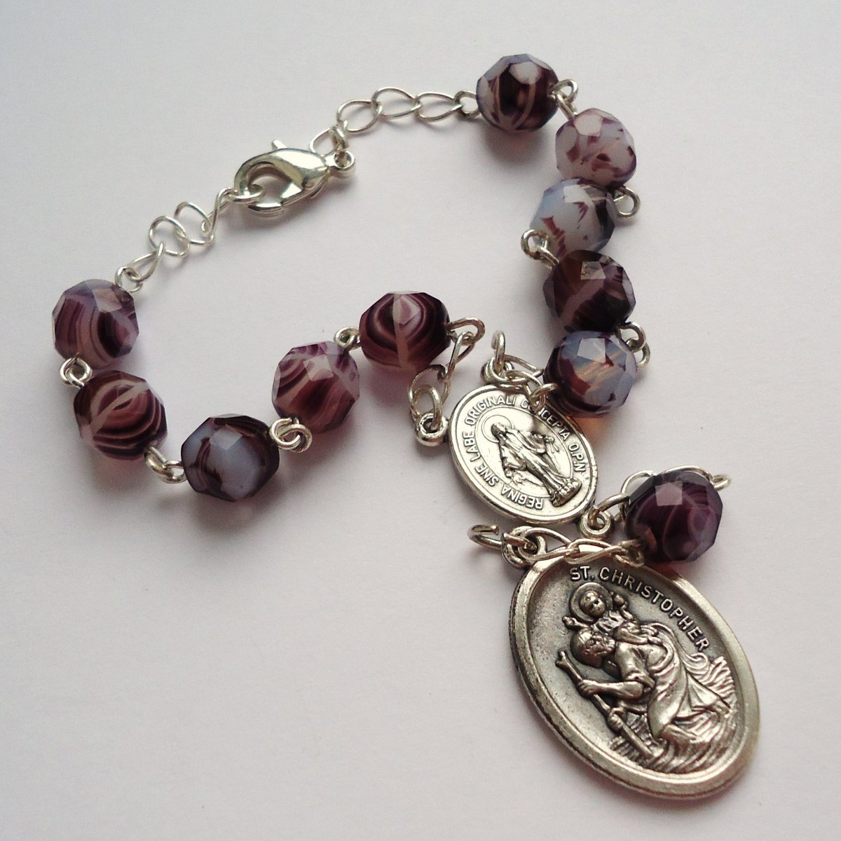 Růženec do auta se Svatým Kryštofem (sklo)