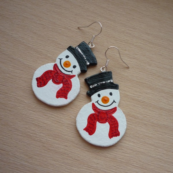Malované náušnice SNĚHULÁČCI USMĚVAVÍ