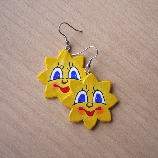 Malované náušnice SLUNÍČKA MRKAJÍCÍ