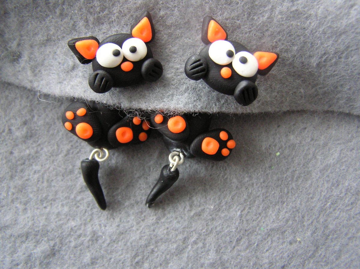 Kočičky - neonově oranžová ouška