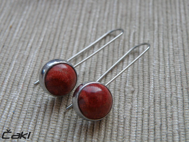 Nerezové naušnice  s korálem