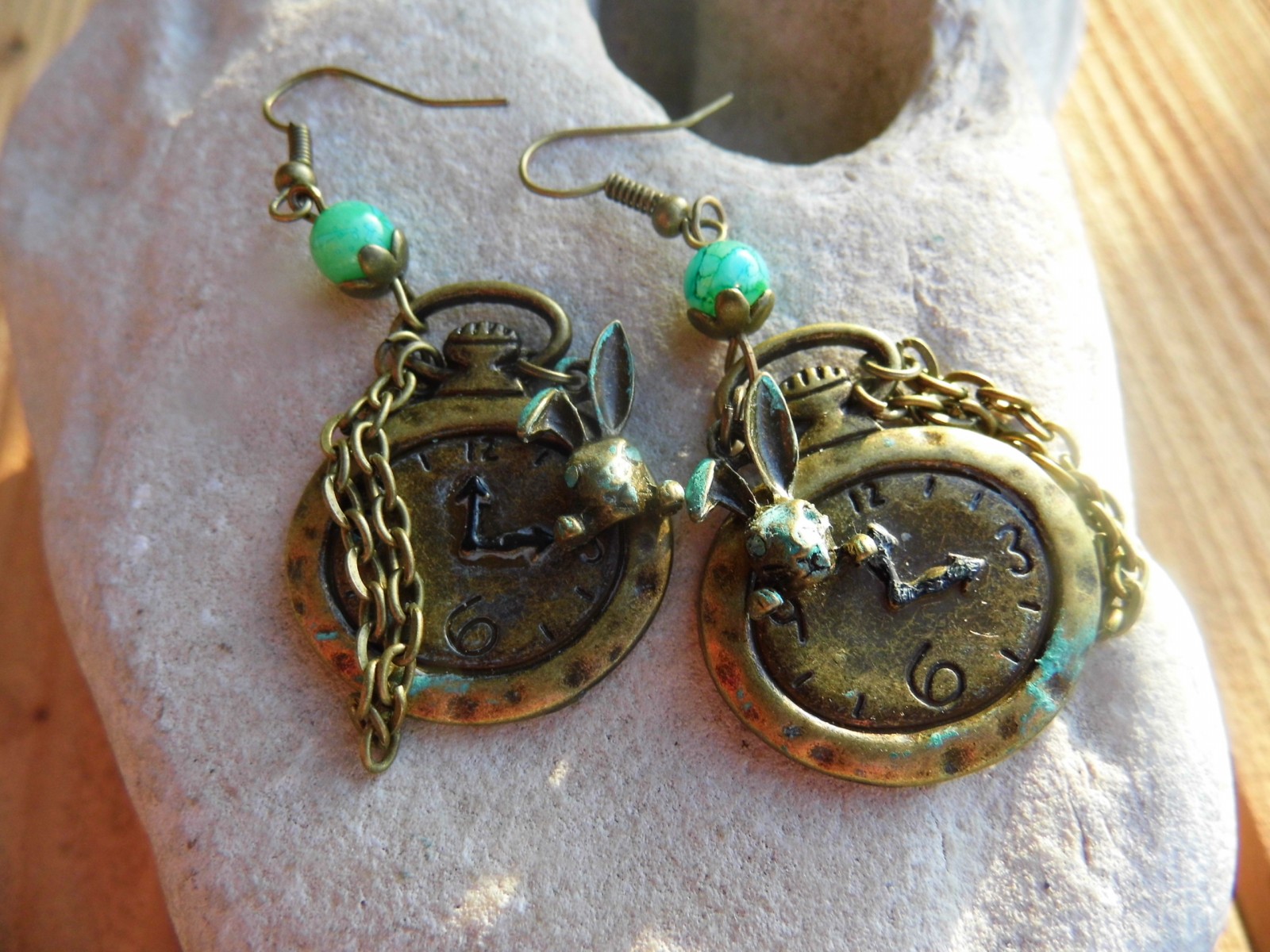 Náušnice hodiny s řetízkem