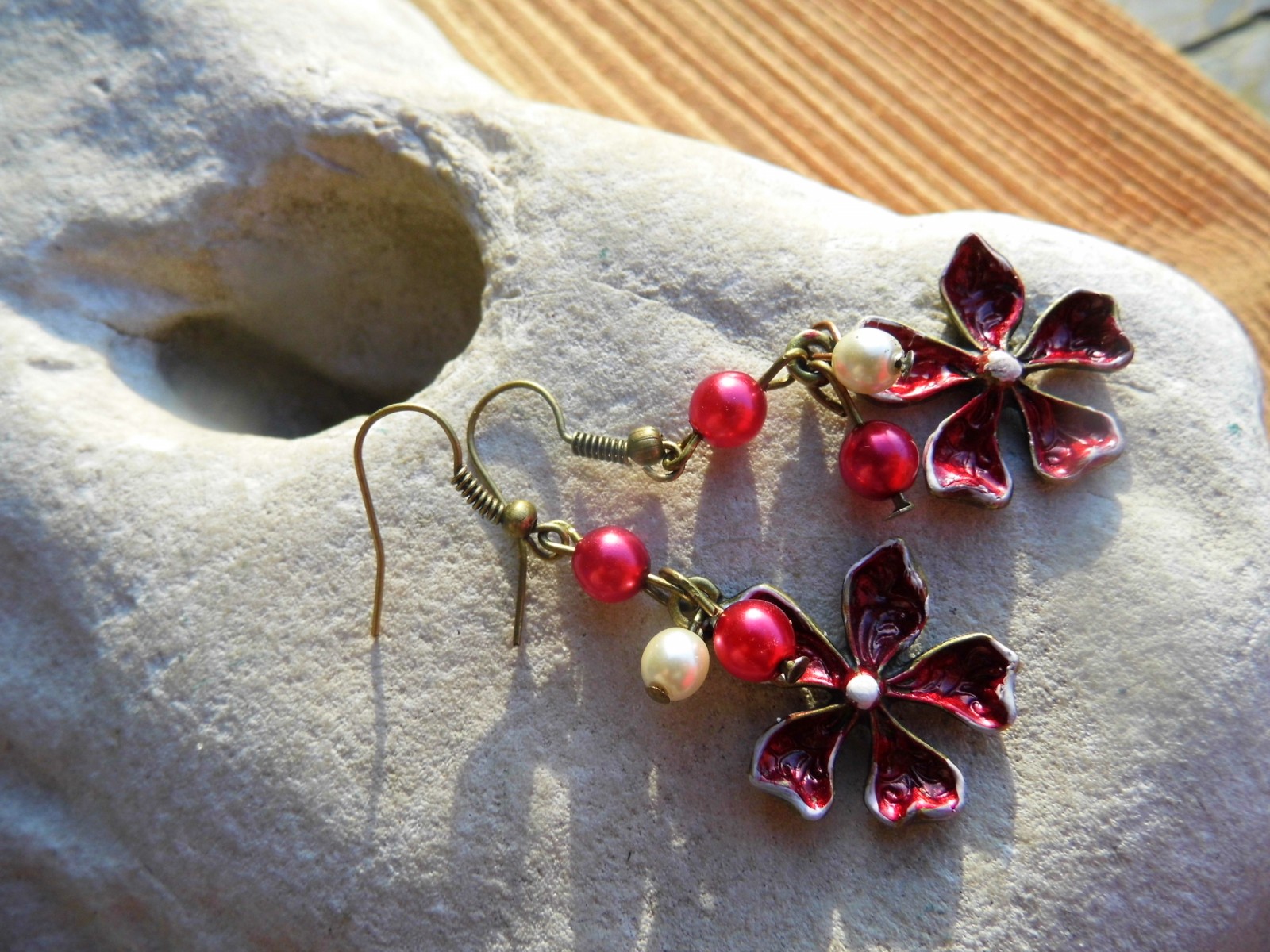 Náušnice květy s korálky