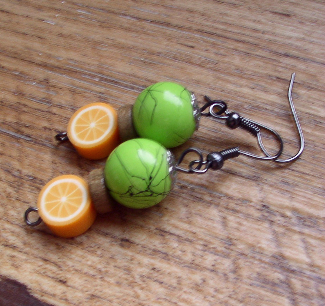 Náušnice... Limetka s pomerančem
