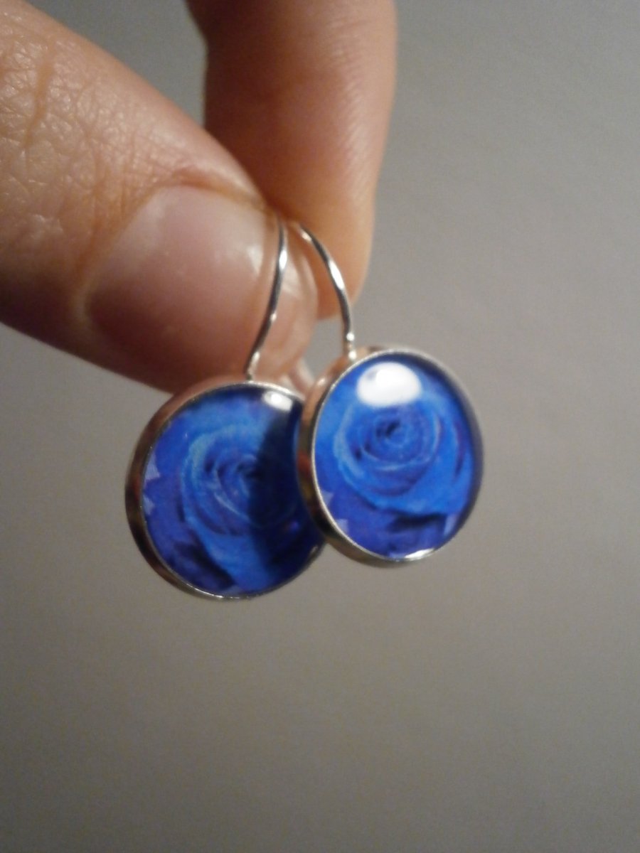 Náušnice Blue rose