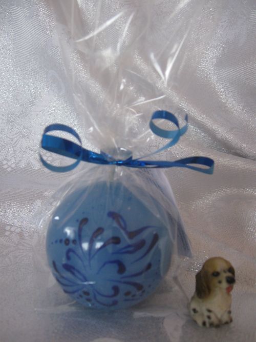 Koule s ornamentem - svíčka modrá