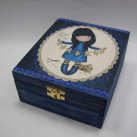 Dřevěná krabička - 4 přihrádky - Gorjuss modrá