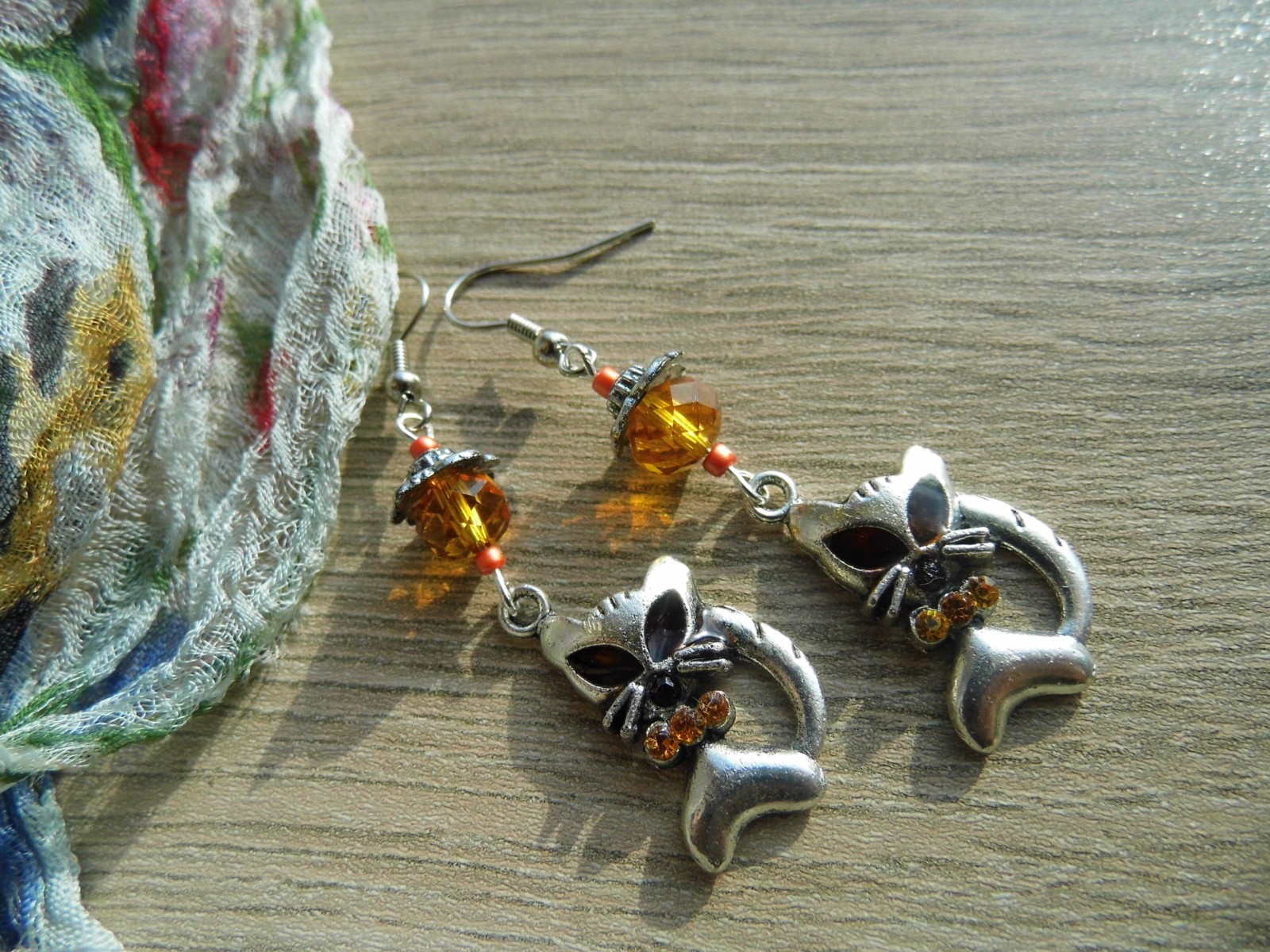 Náušnice kočičky ve starostříbrné barvě