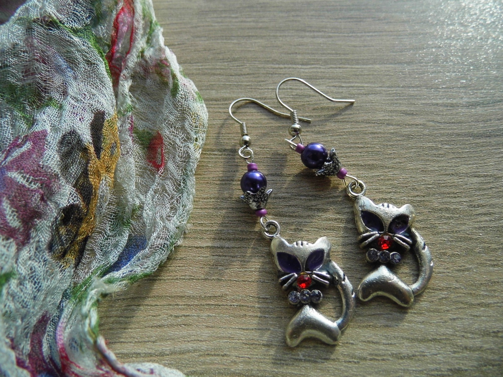 Náušnice kočičky ve starostříbrné barvě