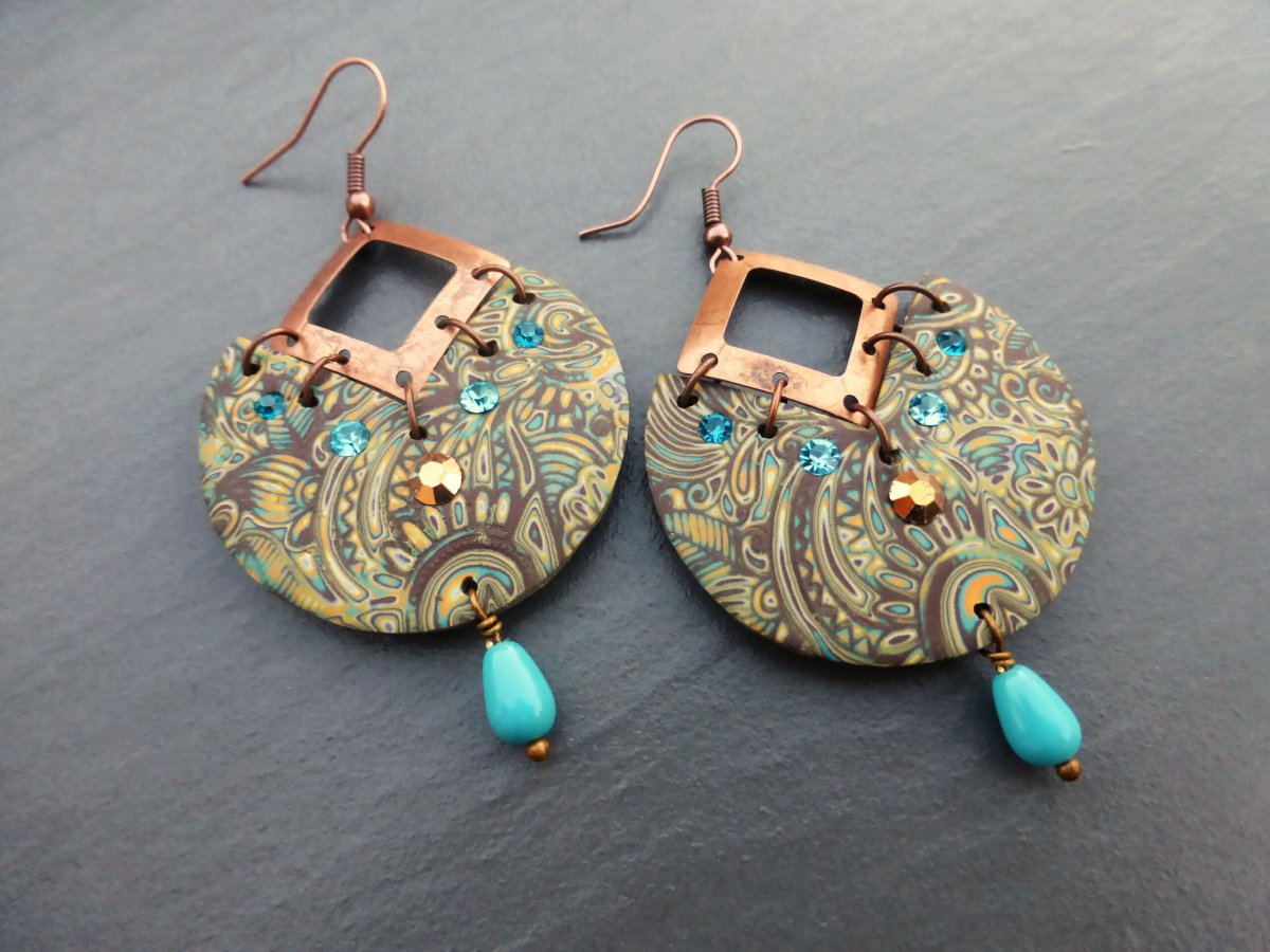 Náušnice měděné kulaté