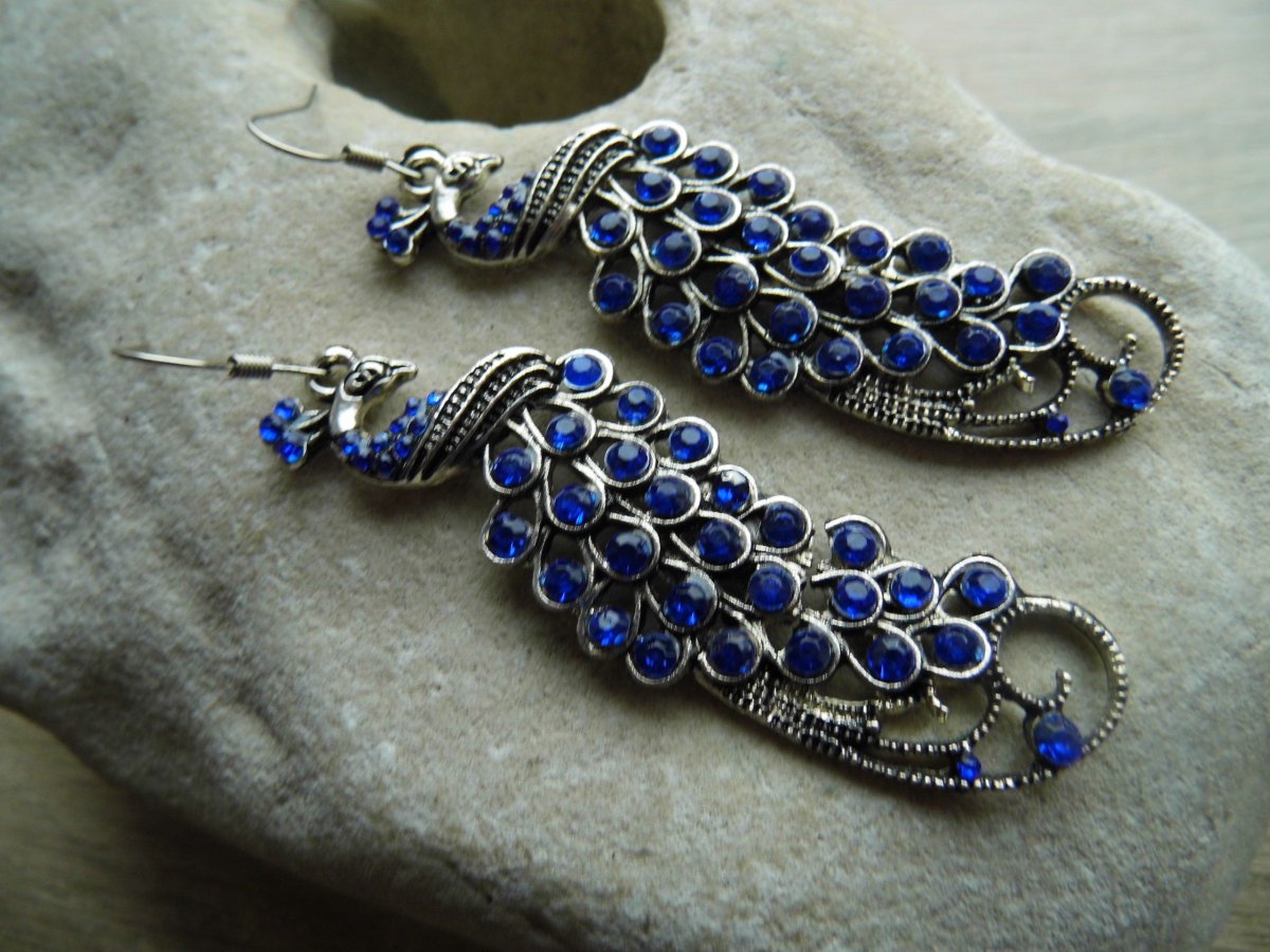 Náušnice pávi v modrém