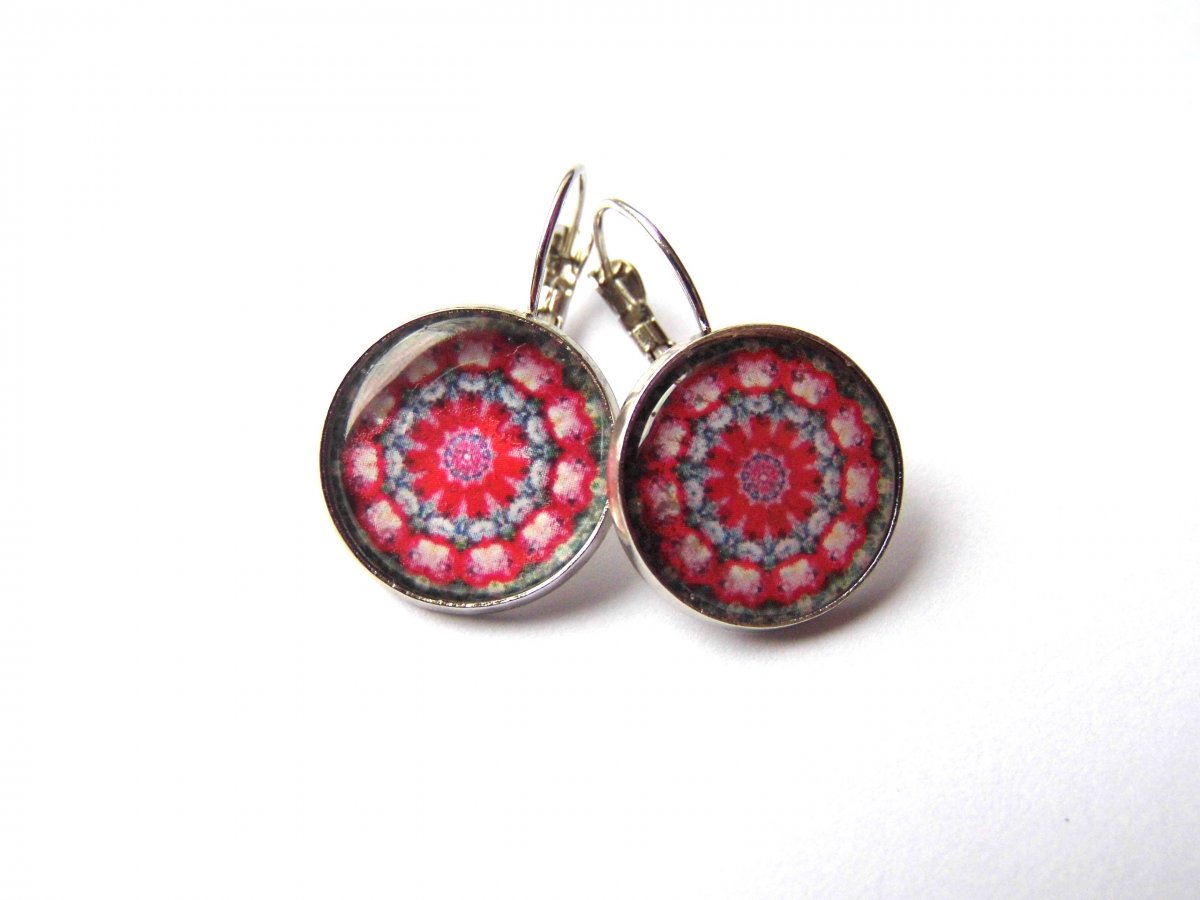 Náušnice - červená mandala