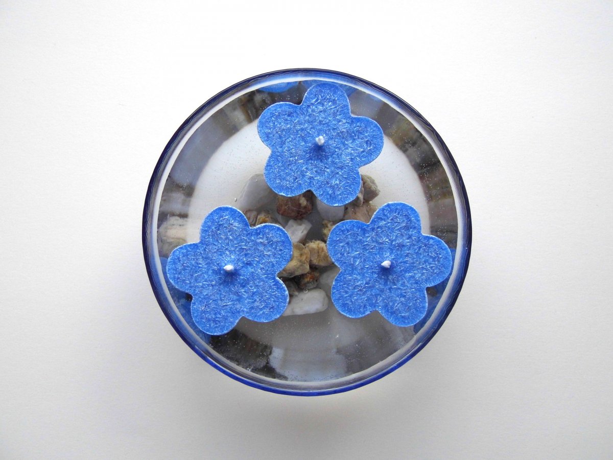 Plovoucí svíčky - kytičky (modrá)