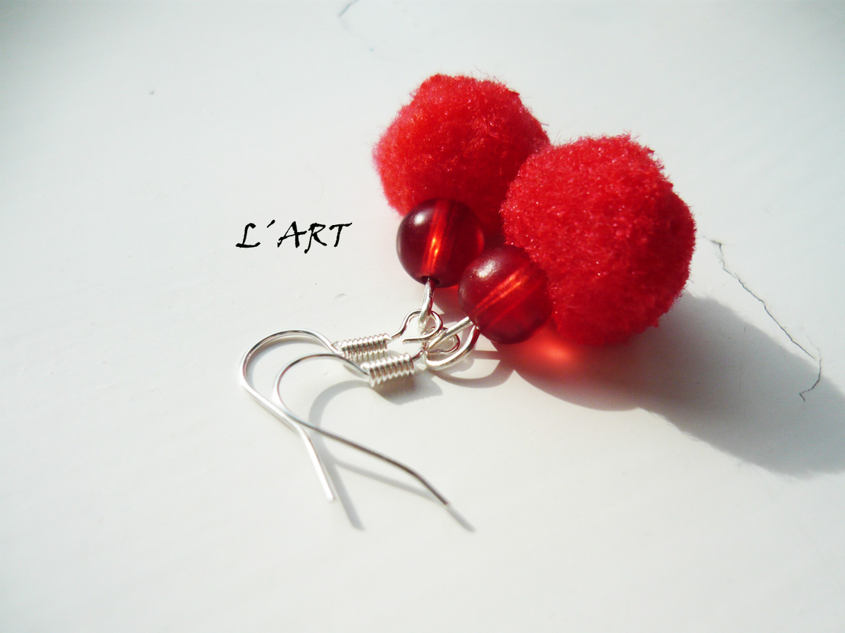 Bambulkové červené náušničky