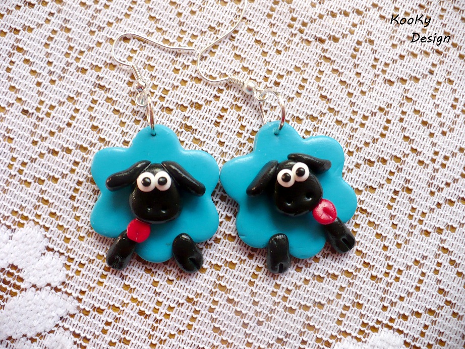 Visací náušnice - tyrkysové ovečky