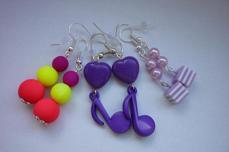 3x naušnice sada fialová