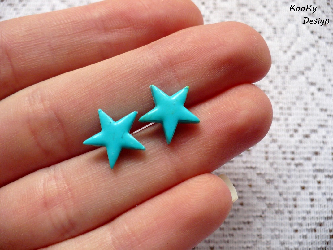 Pecičkové náušnice - tyrkysové hvězdičky