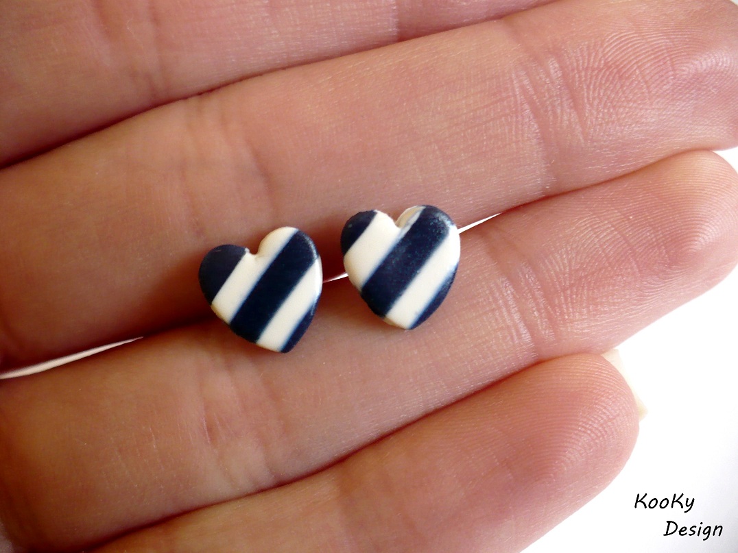 Pecičkové náušnice - námořnická srdíčka