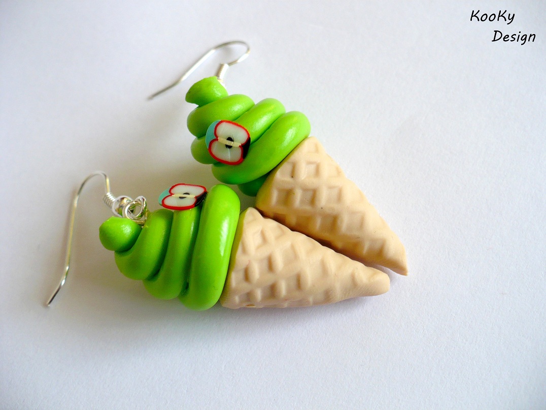 Visací náušnice - jablíčková zmrzlinka