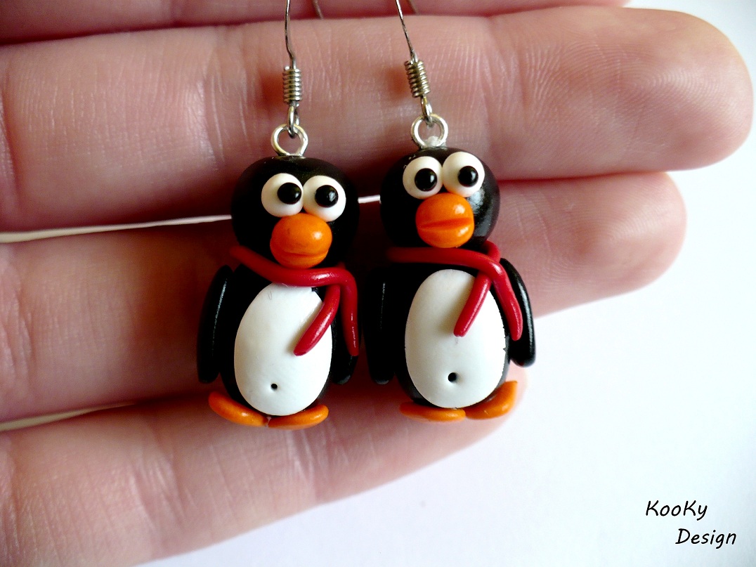 Visací náušnice - tučňáčci