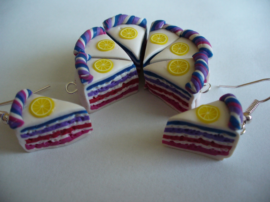 Náušnice dortíky duhové