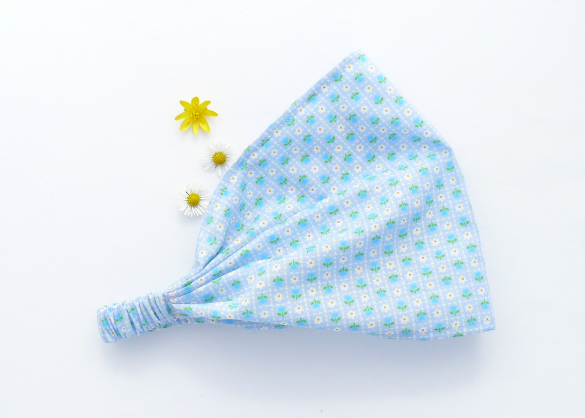 Látková čelenka - modré květinky