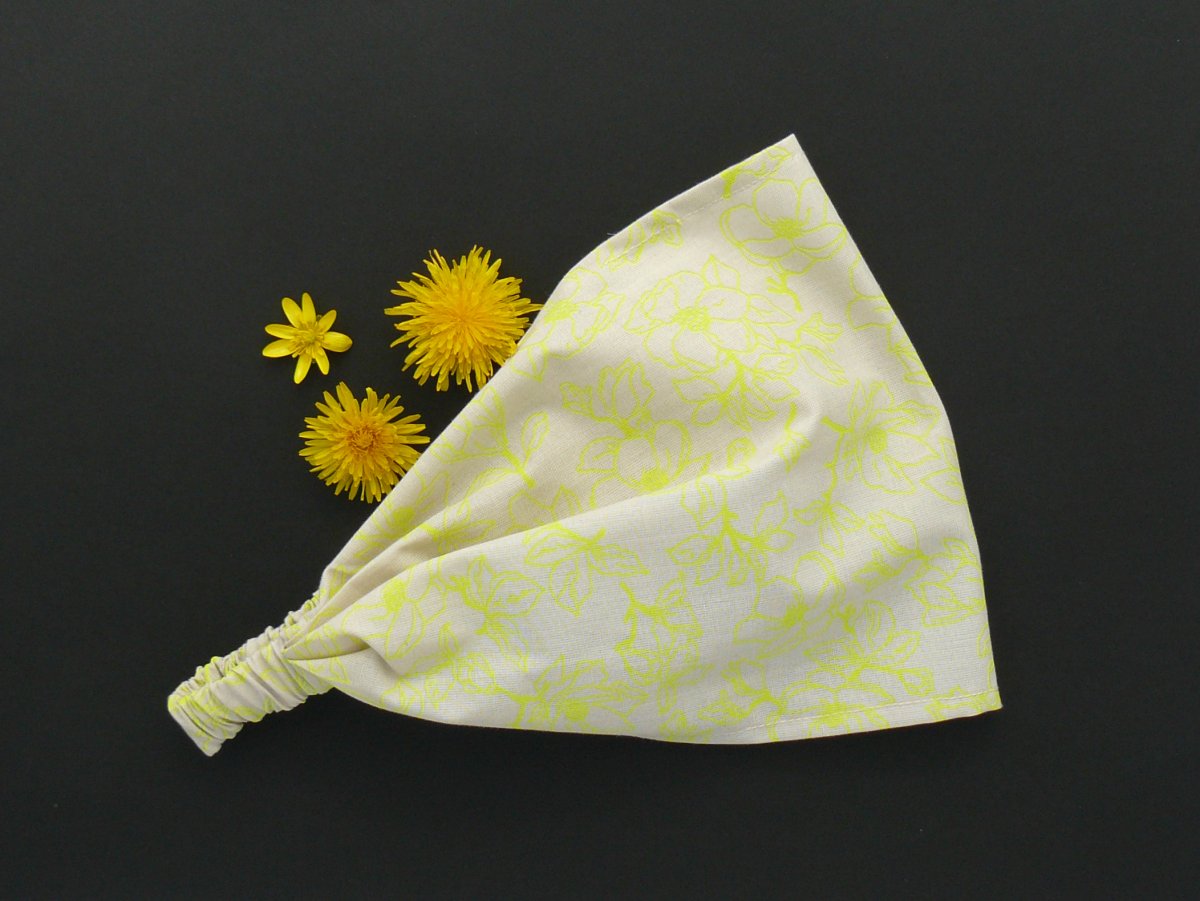 Látková čelenka, šátek - neonové kytičky