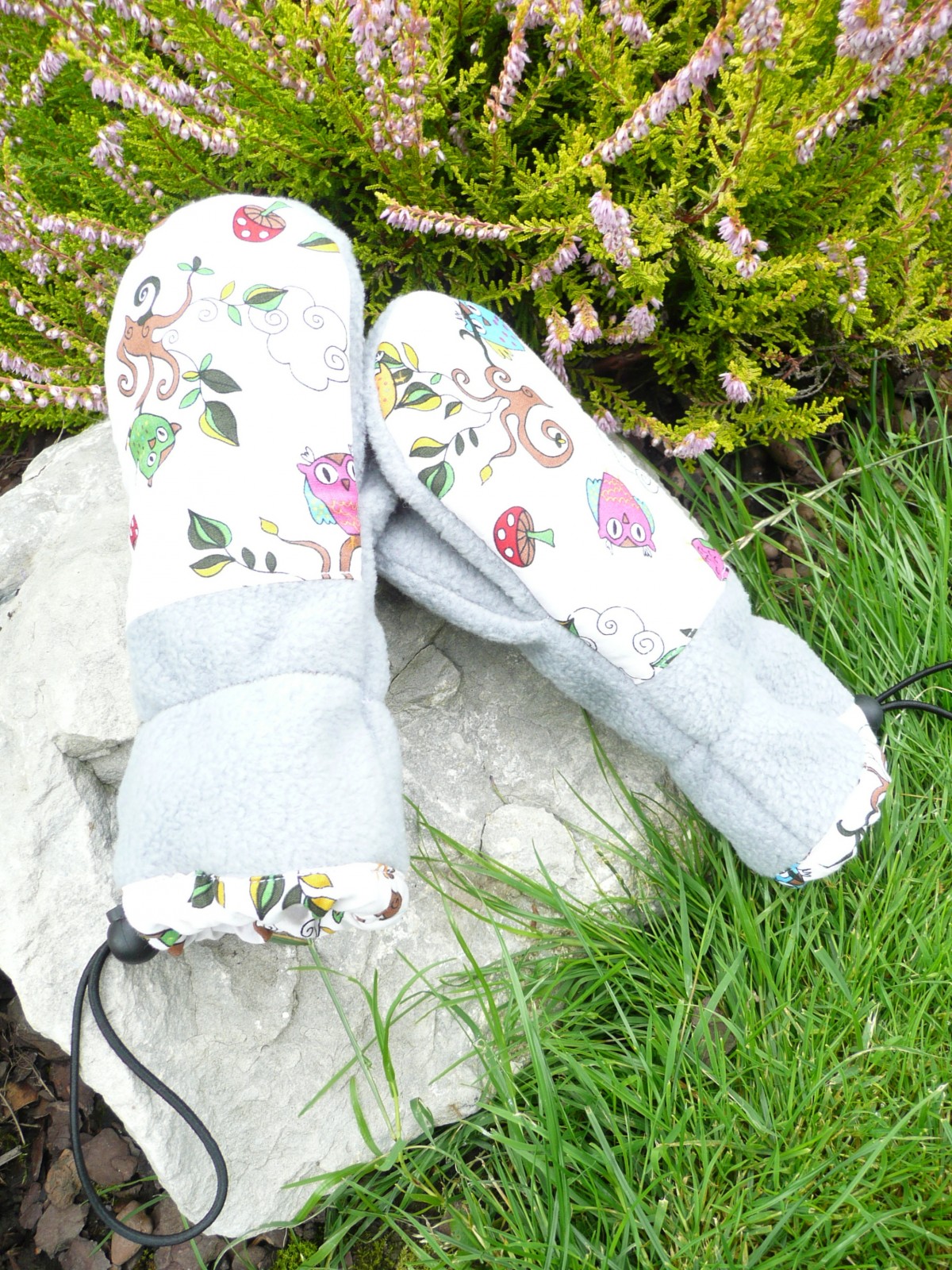 Teploučké rukavičky (Šedé sovy)