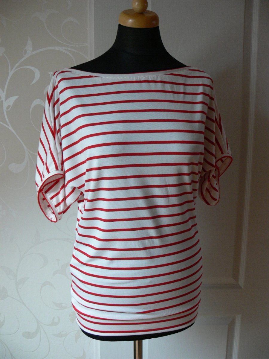 Odhalené ramínko proužek-červený