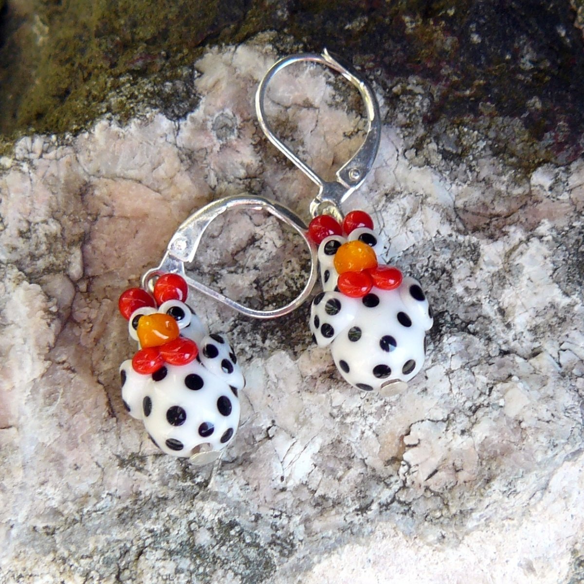 Náušnice- slepice bílá