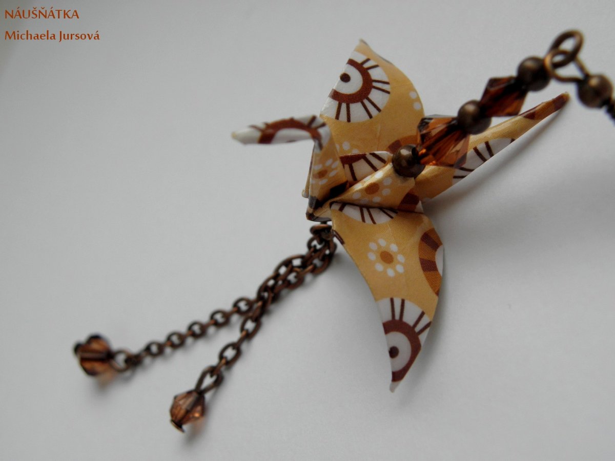  - origami crane -  jeřáb, náušnice