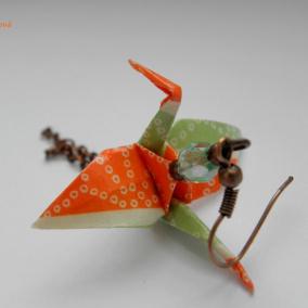  - origami crane -  jeřáb, náušnice