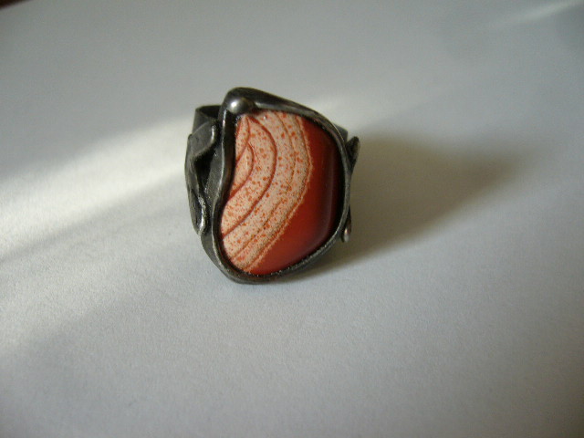 Letorosty stromu - prsten s kytičkovým jaspisem