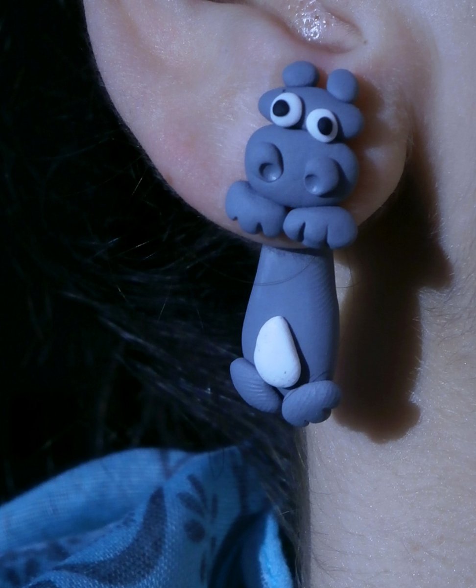 Náušnice hroši - skrz ucho